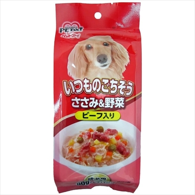 【ペットアイ】いつものごちそう ささみ&野菜 ビーフ入り 80g×3パック入 犬用 ウェットタイプ ☆ペット用品 ※お取り寄せ商品【賞味期限:3ヵ月以上】