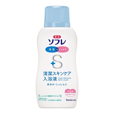 【バスクリン】薬用ソフレ 清潔スキンケア入浴液 グリーンフローラル調の香り 720mL 〔医薬部外品〕 ※お取り寄せ商品