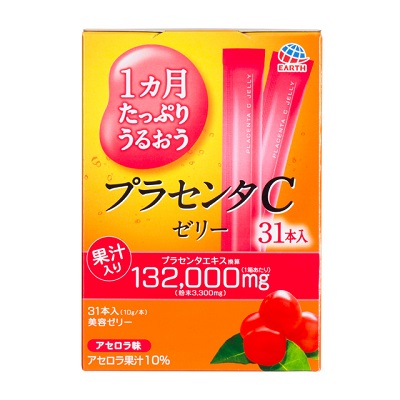 【アース製薬】1ヵ月たっぷりうるおう プラセンタCゼリー アセロラ味 10g×31本入 ※お取り寄せ商品