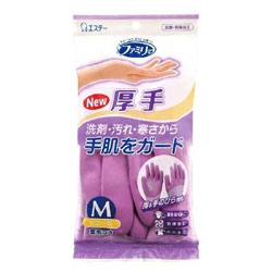 【エステー】ファミリー ビニール 厚手 指・手のひら強化 Mサイズ パープル ※お取り寄せ商品