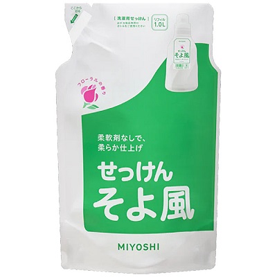 【ミヨシ石鹸】液体せっけんそよ風 詰替 1000ml※お取り寄せ商品