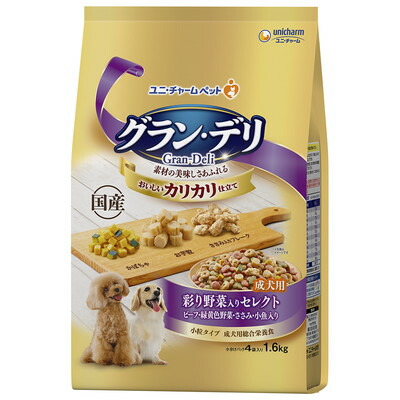 【ユニ・チャーム】グラン・デリ カリカリ仕立て 成犬用 彩り野菜入りセレクト 1.6kg ☆ペット用品 ※お取り寄せ商品【賞味期限:3ヵ月以上】