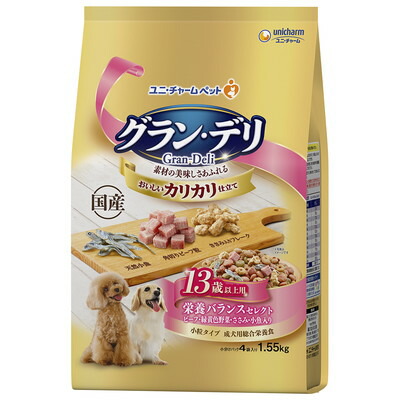 【ユニ・チャーム】グラン・デリ カリカリ仕立て 13歳以上用 栄養バランスセレクト 1.55kg ☆ペット用品 ※お取り寄せ商品【賞味期限:3ヵ月以上】