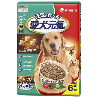 【ユニ・チャーム】愛犬元気 全成長段階用 ささみ・ビーフ・緑黄色野菜入り 6kg ☆ペット用品 ※お取り寄せ商品【賞味期限:3ヵ月以上】