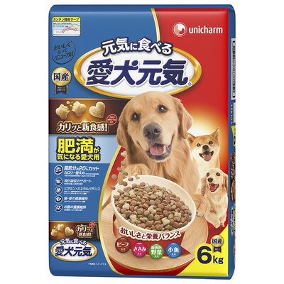 【ユニ・チャーム】愛犬元気 肥満が気になる愛犬用ビーフ・ささみ・緑黄色野菜・小魚入り 6kg ☆ペット用品 ※お取り寄せ商品【賞味期限:3ヵ月以上】