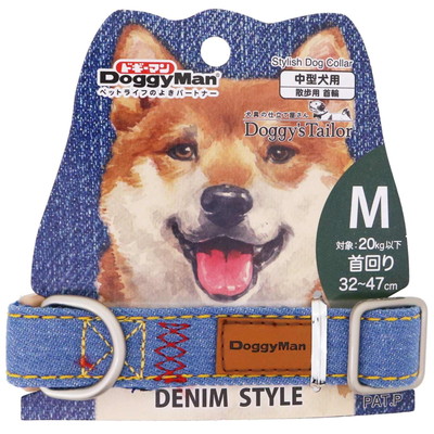 【ドギーマンハヤシ】Doggy's Tailor ドッグカラー M デニムスタイル ブルー 1個 ☆ペット用品 ※お取り寄せ商品