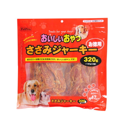 【ペットプロジャパン】ペットプロ おいしいおやつ ささみジャーキー 320g 【賞味期限:3ヵ月以上】★ペット用品 ※お取り寄せ商品