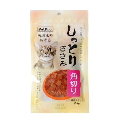 【ペットプロジャパン】ペットプロ 純国産しっとりささみ 角切り 40g 【賞味期限:3ヵ月以上】★ペット用品 ※お取り寄せ商品