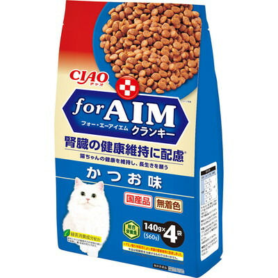 【いなばペットフード】CIAO forAIMクランキー かつお味 140g×4袋 ☆ペット用品 ※お取り寄せ商品【賞味期限:3ヵ月以上】