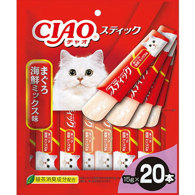 【いなばペットフード】CIAO スティック まぐろ 海鮮ミックス味 15g×20本入 ☆ペット用品 ※お取り寄せ商品【賞味期限:3ヵ月以上】