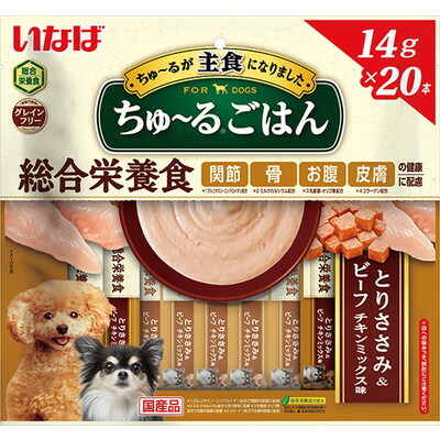 【いなばペットフード】いなば ちゅ～るごはん とりささみ&ビーフ チキンミックス味 14g×20本 ☆ペット用品 ※お取り寄せ商品【賞味期限:3ヵ月以上】