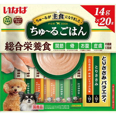 【いなばペットフード】いなば ちゅ～るごはん とりささみバラエティ 14g×20本 ☆ペット用品 ※お取り寄せ商品【賞味期限:3ヵ月以上】