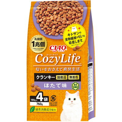 【いなばペットフード】CIAO CozyLife クランキー ほたて味 760g(190g×4袋) ☆ペット用品 ※お取り寄せ商品【賞味期限:3ヵ月以上】