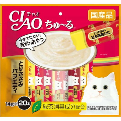 【いなばペットフード】CIAO ちゅ～る とりささみバラエティ 14g×20本 ☆ペット用品 ※お取り寄せ商品【賞味期限:3ヵ月以上】