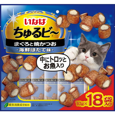 【いなばペットフード】いなば ちゅるビ～ まぐろと焼かつおほたて味 10g×18袋 ☆ペット用品 ※お取り寄せ商品【賞味期限:3ヵ月以上】