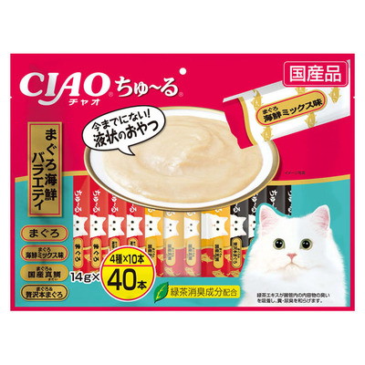 【いなばペットフード】CIAO ちゅ～る まぐろ海鮮バラエティ 14g×40本 ☆ペット用品 ※お取り寄せ商品【賞味期限:3ヵ月以上】