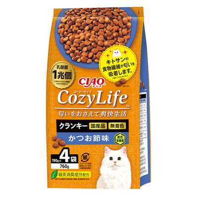 【いなばペットフード】CIAO CozyLife クランキー かつお節味 190g×4袋 ☆ペット用品 ※お取り寄せ商品【賞味期限:3ヵ月以上】