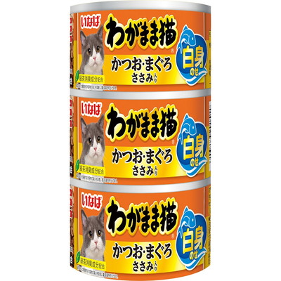 【いなばペットフード】いなば わがまま猫 白身のせ かつお・まぐろ ささみ入り 140g×3缶 ☆ペット用品 ※お取り寄せ商品【賞味期限:3ヵ月以上】