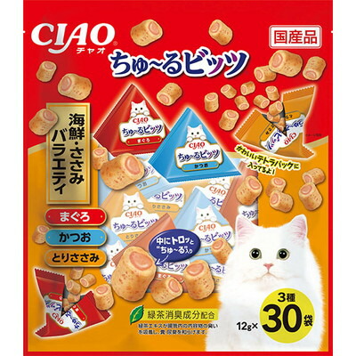 【いなばペットフード】CIAO ちゅ～るビッツ 海鮮・ささみバラエティ 12g×30袋入 ☆ペット用品 ※お取り寄せ商品【賞味期限:3ヵ月以上】