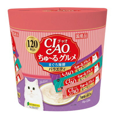 【いなばペットフード】CIAO ちゅ～るグルメ まぐろ海鮮バラエティ 14g×120本 ☆ペット用品 ※お取り寄せ商品【賞味期限:3ヵ月以上】