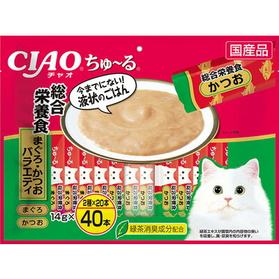 【いなばペットフード】CIAO ちゅ～る 総合栄養食 まぐろ・かつおバラエティ 14g×40本 ☆ペット用品 ※お取り寄せ商品【賞味期限:3ヵ月以上】