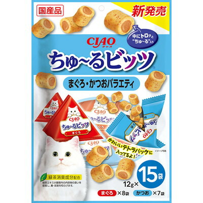 【いなばペットフード】CIAO ちゅ～るビッツ まぐろかつおバラエティ 12g×15袋 ☆ペット用品 ※お取り寄せ商品【賞味期限:3ヵ月以上】