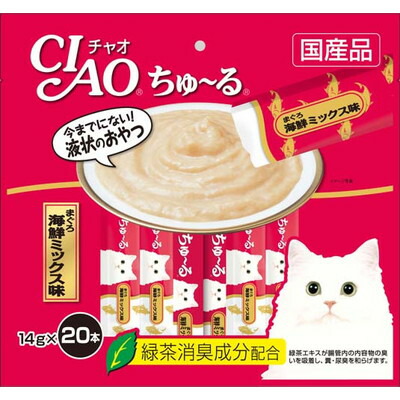 【いなばペットフード】CIAO ちゅ～る まぐろ 海鮮ミックス味 14g×20本 ☆ペット用品 ※お取り寄せ商品【賞味期限:3ヵ月以上】