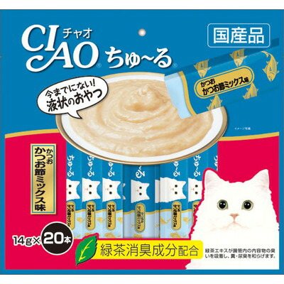 【いなばペットフード】CIAO ちゅ～る かつお かつお節ミックス味 14g×20本 ☆ペット用品 ※お取り寄せ商品【賞味期限:3ヵ月以上】