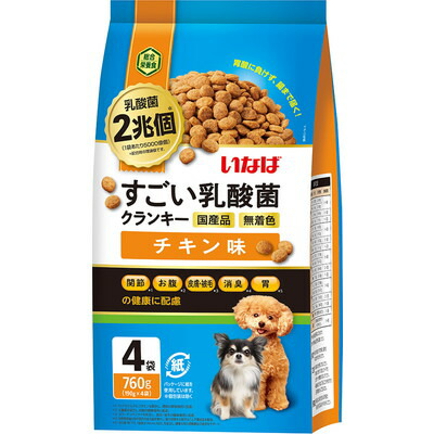 【いなばペットフード】いなば すごい乳酸菌クランキー チキン味 760g(190g×4袋) ☆ペット用品 ※お取り寄せ商品【賞味期限:3ヵ月以上】