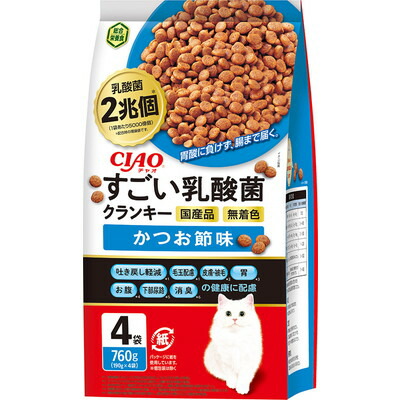 【いなばペットフード】CIAO すごい乳酸菌クランキー かつお節味 760g(190g×4袋) ☆ペット用品 ※お取り寄せ商品【賞味期限:3ヵ月以上】