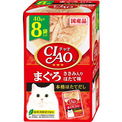 【いなばペットフード】CIAO パウチ まぐろ ささみ入り ほたて味 40g×8袋 ☆ペット用品 ※お取り寄せ商品【賞味期限:3ヵ月以上】