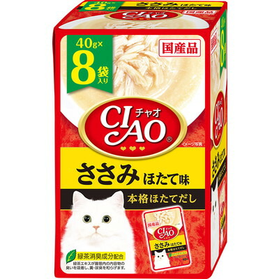 【いなばペットフード】CIAO パウチ ささみ ほたて味 40g×8袋 ☆ペット用品 ※お取り寄せ商品【賞味期限:3ヵ月以上】