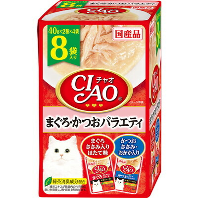 【いなばペットフード】CIAO パウチ まぐろ・かつおバラエティ 40g×8袋 ☆ペット用品 ※お取り寄せ商品【賞味期限:3ヵ月以上】