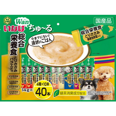 【いなばペットフード】いなば Wanちゅ～る 総合栄養食 とりささみバラエティ 14g×40本 ☆ペット用品 ※お取り寄せ商品【賞味期限:3ヵ月以上】