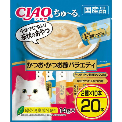 【いなばペットフード】CIAO ちゅ～る かつお・かつお節バラエティ 14g×20本 ☆ペット用品 ※お取り寄せ商品【賞味期限:3ヵ月以上】