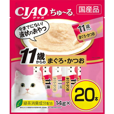 【いなばペットフード】CIAO ちゅ～る 11歳からのまぐろ・かつお 14g×20本 ☆ペット用品 ※お取り寄せ商品【賞味期限:3ヵ月以上】