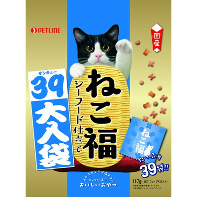 【ペットライン】ねこ福 39大入り袋 シーフード仕立て 117g(3g×39袋) ☆ペット用品 ※お取り寄せ商品【賞味期限:3ヵ月以上】