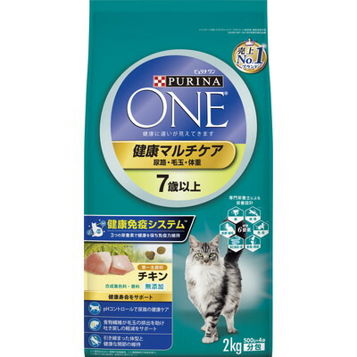 【ネスレ日本】ピュリナワンキャット 健康マルチケア 7歳以上 チキン 2kg ☆ペット用品 ※お取り寄せ商品【賞味期限:3ヵ月以上】