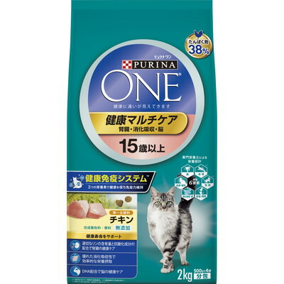 【ネスレ日本】ピュリナワンキャット 健康マルチケア 15歳以上 チキン 2kg ☆ペット用品 ※お取り寄せ商品【賞味期限:3ヵ月以上】