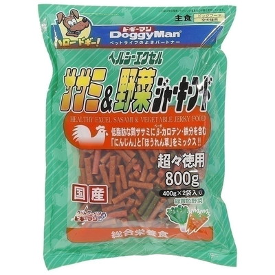 【ドギーマンハヤシ】ヘルシーエクセル ササミ&野菜ジャーキーフード 800g ☆ペット用品 ※お取り寄せ商品【賞味期限:3ヵ月以上】