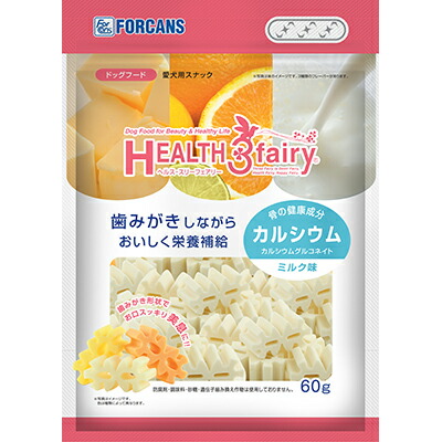 【フォーキャンス】ヘルス・スリーフェアリー カルシウム ミルク味 60g ☆ペット用品 ※お取り寄せ商品【賞味期限:3ヵ月以上】