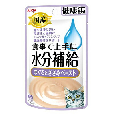 【アイシア】国産 健康缶パウチ 水分補給 まぐろとささみペースト 40g ☆ペット用品 ※お取り寄せ商品【賞味期限:3ヵ月以上】