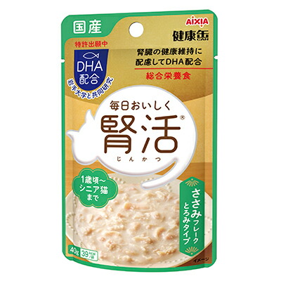 【アイシア】国産 健康缶パウチ 腎活 ささみフレーク とろみタイプ 40g ☆ペット用品 ※お取り寄せ商品【賞味期限:3ヵ月以上】