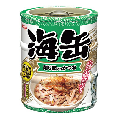 【アイシア】海缶ミニ3P 削り節入りかつお 180g(60g×3缶) ☆ペット用品 ※お取り寄せ商品【賞味期限:3ヵ月以上】