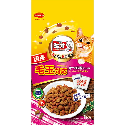 【日本ペットフード】ミオドライミックス　毛玉対応　かつお味　１ｋｇ ☆ペット用品 ※お取り寄せ商品【賞味期限：3ヵ月以上】