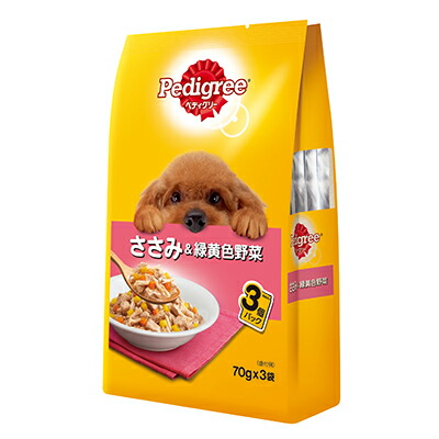 【マースジャパンリミテッド】ペディグリー　成犬用　ささみ＆緑黄色野菜　７０ｇ×３袋 ☆ペット用品 ※お取り寄せ商品【賞味期限：3ヵ月以上】