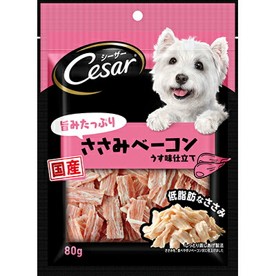 【マースジャパンリミテッド】シーザースナック　旨みたっぷりささみベーコン　８０ｇ ☆ペット用品 ※お取り寄せ商品【賞味期限：3ヵ月以上】