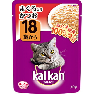 【マースジャパンリミテッド】カルカン　パウチ　１８歳から　まぐろ入りかつお　７０ｇ ☆ペット用品 ※お取り寄せ商品【賞味期限：3ヵ月以上】