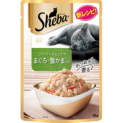 【マースジャパンリミテッド】シーバ　リッチ　シーフードミックス　まぐろ・蟹かま入り　３５ｇ ☆ペット用品 ※お取り寄せ商品【賞味期限：3ヵ月以上】