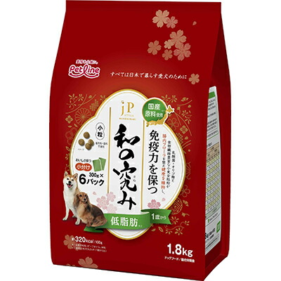 【ペットライン】ＪＰスタイル和の究み　小粒　低脂肪　１歳から　１．８ｋｇ（３００ｇ×６） ☆ペット用品 ※お取り寄せ商品【賞味期限：3ヵ月以上】